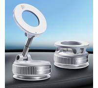 FLOBBER Vacuum Magnetic Phone Holder for Car, Reinforced 96lbs Car Mount for iPhone & Android, 360° Rotation Phone Mount for Car, Adjustable Suction Phone Mount for Your Car/Gym/Mirror - White