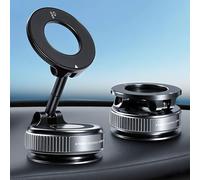 FLOBBER Vacuum Magnetic Phone Holder for Car, Reinforced 96lbs Car Mount for iPhone & Android, 360° Rotation Phone Mount for Car, Adjustable Suction Phone Mount for Your Car/Gym/Mirror - Black