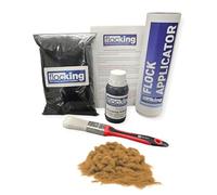FLOC-KING Professional Flocking Kit (Arena Brown) - 1mm Nylon Flock for Automotive Dashboards, Interior Restoration, Woodwork & Crafts - DIY Set with Specialised Adhesive & Applicator