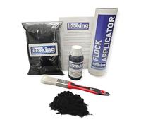 FLOC-KING Professional Flocking Kit (Black) - 1mm Nylon Flock for Automotive Dashboards, Interior Restoration, Woodwork & Crafts - DIY Set with Specialised Adhesive & Applicator