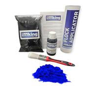 FLOC-KING Professional Flocking Kit (Electric Blue) - 1mm Nylon Flock for Automotive Dashboards, Interior Restoration, Woodwork & Crafts - DIY Set with Specialised Adhesive & Applicator