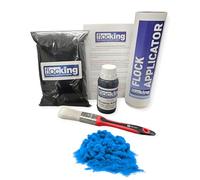 FLOC-KING Professional Flocking Kit (French Blue) - 1mm Nylon Flock for Automotive Dashboards, Interior Restoration, Woodwork & Crafts - DIY Set with Specialised Adhesive & Applicator