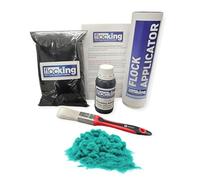FLOC-KING Professional Flocking Kit (Light Turquoise) - 1mm Nylon Flock for Automotive Dashboards, Interior Restoration, Woodwork & Crafts - DIY Set with Specialised Adhesive & Applicator