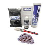 FLOC-KING Professional Flocking Kit (Platinum Medium Grey) - 1mm Nylon Flock for Automotive Dashboards, Interior Restoration, Woodwork & Crafts - DIY Set with Specialised Adhesive & Applicator