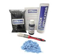 FLOC-KING Professional Flocking Kit (Sky Blue) - 1mm Nylon Flock for Automotive Dashboards, Interior Restoration, Woodwork & Crafts - DIY Set with Specialised Adhesive & Applicator