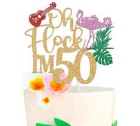 Flock I'm 50 Cake Topper, Hawaiian 50 Years Old Birthday Cake Decor, Aloha 50, Summer Luau Tropical 50th Birthday Anniversary Party Decorations Supplies