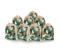 Flock of Birds Bunches Pocket Cotton And Hemp with Drawstring 8 Pieces Reusable Gift Bags Jewelry Pouch for Wedding DIY Craft Party (4.9 X 6.7 Inch)