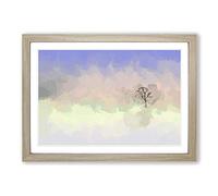 Flock of Birds Leaving The Tree in Abstract Framed Print | A2 Oak Framed Wall Art | Ready to Hang | Abstract Floral Picture | Living Room Bedroom Lounge Office