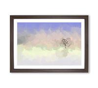 Flock of Birds Leaving The Tree in Abstract Framed Print | A2 Walnut Framed Wall Art | Ready to Hang | Abstract Floral Picture | Living Room Bedroom Lounge Office