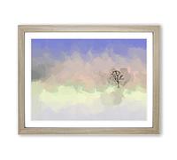 Flock Of Birds Leaving The Tree In Abstract Modern Art Framed Print | A2 Oak Framed Wall Art | Ready to Hang | Abstract Floral Picture | Living Room Bedroom Lounge Office