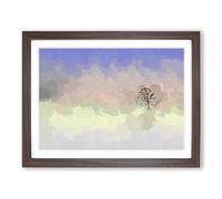Flock Of Birds Leaving The Tree In Abstract Modern Art Framed Print | A3 Walnut Framed Wall Art | Ready to Hang | Abstract Floral Picture | Living Room Bedroom Lounge Office
