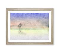 Flock Of Birds Leaving The Tree Painting Modern Art Framed Print | A3 Oak Framed Wall Art | Ready to Hang | Modern Floral Picture | Living Room Bedroom Lounge Office