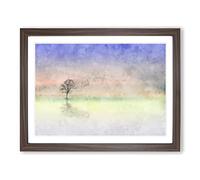 Flock Of Birds Leaving The Tree Painting Modern Art Framed Print | A3 Walnut Framed Wall Art | Ready to Hang | Modern Floral Picture | Living Room Bedroom Lounge Office
