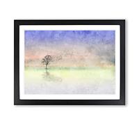 Flock Of Birds Leaving The Tree Painting Modern Art Framed Print | A4 Black Framed Wall Art | Ready to Hang | Modern Floral Picture | Living Room Bedroom Lounge Office