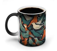 Flock of Birds Morphing Mug 12 Oz Personalized Coffee Mugs Novelty Color Changing Mugs Funny Heat Sensitive Clue Mug Custom Double Sided Ceramic Cup for Men & Women Gifts