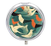 Flock of Birds Pill Box, 3 Compartment Small Pill Case Waterproof Travel Pill Organizer for Pocket Or Purse Portable Mini Medicine Tablet Vitamin Holder Pill Case