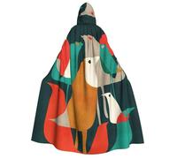 Flock of Birds print Unisex Medieval Viking Hooded Cape Cloak for Halloween Cosplay, Christmas Party Costume Outfits