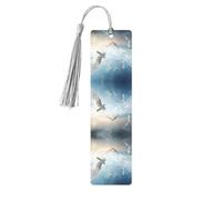 Flock of Birds Print Wooden Bookmark Women Men Tassel Book Marks Bookmarks for Book Lovers Reading Accessories