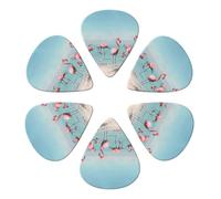 Flock Of Flamingos On The Beach Printed Guitar Picks -6 Pcs Guitar Picks Plectrum,Guitar Accessories,Electric Guitar Pick, Bass & Ukulele 0.96mm