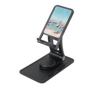 Flock of Flamingos on The Beach Prints Rotating Cell Phone Stand with 360° Swivel Base - Foldable Square Desk Phone Holder for iPhone 16 15 14 13 12 11,All Phones,Black