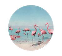 Flock of Flamingos on The Beach Prints Round Mouse Pad 4 PCS,Non-Slip Rubber Base Mousepad Mouse Mat for Laptop Computer Office 7.9 x 7.9 Inch