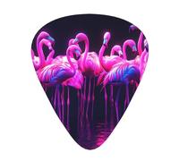 Flock of neon flamingos Guitar picks in thin, medium, and thick sizes, 12-piece set, suitable for electric guitar and various instruments