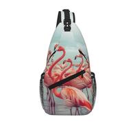 Flock of Pink Flamingos On The Beach Crossbody Sling Bag Crossbody Shoulder Chest Bag Shoulder Strap Waist Fanny Pack Men Women