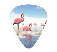 Flock Of Pink Flamingos On The Beach Guitar Plectrums 12pcs For Guitar, Ukulele, Etc. (Thin, Medium And Thick) 0.46mm, 0.71mm And 0.96mm