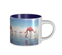 Flock of Pink Flamingos On The Beach Large Capacity Ceramic Mug, Delicate Body, Thick Body, Simple and Elegant