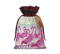 Flock Of Pink Flamingos On The Beach Print Gift Decor Bags Drawstring Pouches Eco-Friendly Anniversaries Present Packaging