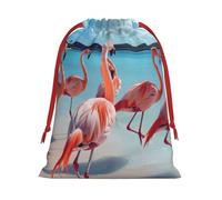 Flock Of Pink Flamingos On The Beach Print Gift Stylish Pouches Holiday Celebration Wrapping Supplies Indoor Outdoor Daily Use
