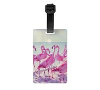 Flock of Pink Flamingos on The Beach Print Lightweight Luggage Tags for Suitcases Backpacks Business Journey Family Vacation