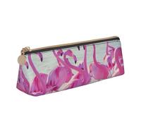 Flock of Pink Flamingos on The Beach Print Student Pencil Case Large Capacity Triangle Pouch Daily Essentials School College