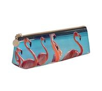 Flock of Pink Flamingos on The Beach Print Student Pencil Case Large Capacity Triangle Pouch Daily Essentials School College