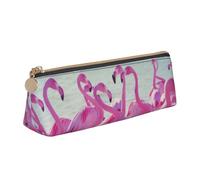 Flock of Pink Flamingos on The Beach Print Student Pencil Case Large Capacity Triangle Pouch Daily Essentials School College