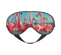 Flock of Pink Flamingos on The Beach Print Stylish Eye Mask Lightweight Travel Yoga Nap Meditation Camping Work Relaxation
