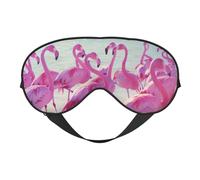 Flock of Pink Flamingos on The Beach Print Versatile Eye Mask Full Coverage Sleep Aid Lightweight Breathable Travel Camping