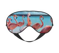Flock of Pink Flamingos on The Beach Print Versatile Eye Mask Full Coverage Sleep Aid Lightweight Breathable Travel Camping