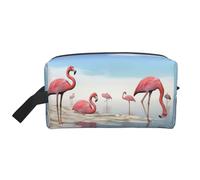Flock of Pink Flamingos on The Beach Printed Travel Organizer Bag, High Density Storage Case with Protective Foam for Electronics
