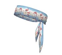 Flock Of Pink Flamingos On The Beach Printing One-Pack Tie Headbands Moisture Wicking Athletic Sports Head Band For Men And Women