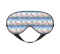 Flock of Pink Flamingos On The Beach Printing Soft Dual-Use Sleep Blocks Light Efficiently Blackout Eye Mask for Sleeping