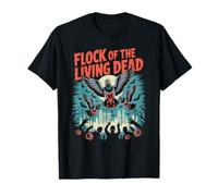 Flock of The Living Dead Zombie Pigeons Retro Horror T-Shirt