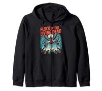 Flock of the Living Dead Zombie Pigeons Retro Horror Zip Hoodie