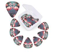 Flock of Tropical Flamingos Guitar Picks 12 Pack 3 Different Thickness Celluloid Guitar Plectrums with Guitar Pick Storage Box Personalized Guitar Pick for Acoustic Guitar Picks