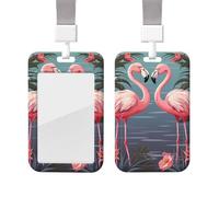 Flock of Tropical Flamingos Id Badge Holder with Lanyard Waterproof Key Card Holder Case Id Card Protector with Clear Id Window Name Tags for Women Men Work Office Doctor Nurse