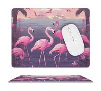 Flock of Tropical Flamingos Mouse Pad, 10 X 8 Inch PU Leather Mousepad with Smooth Surface, Square Waterproof Mouse Mat Non-Slip Ultra Thin Desk Pad for Gaming, Office & Home