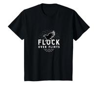 Flock Over Flirts: Starry Bird Squad Friendship Goals T-Shirt, Kids, Black, 8 Years