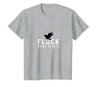 Flock Over Flirts: Starry Bird Squad Friendship Goals T-Shirt, Kids, Heather Grey, 8 Years