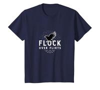 Flock Over Flirts: Starry Bird Squad Friendship Goals T-Shirt, Kids, Navy, 8 Years