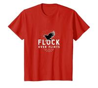 Flock Over Flirts: Starry Bird Squad Friendship Goals T-Shirt, Kids, Red, 8 Years
